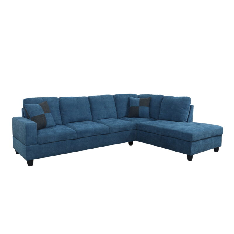 Hommoo Flannel Sectional Sofa, 4 Seat Living Room Furniture Sets, Modern L-Shaped Couches and Sofas Set for Home, Black(No Ottomans) - Image 2