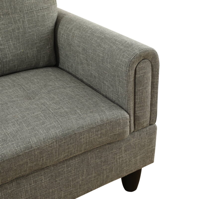 Hommoo Modern Flannel Living Room Furniture Sets Sectional Couches and Sofas, L-Shaped Sectional Couch Sofa, Grey(No Ottoman) - Image 7