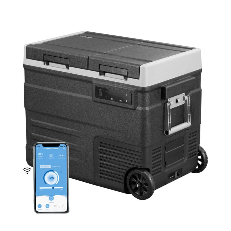 Frigidaire, 52 Qt. (49.1L) Portable Convertible Electric Refrigerator/Freezer Trolley-With App, Dual Zone, Car Fridge, Black - Image 2