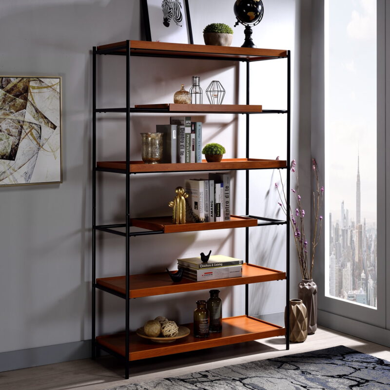 Acme Furniture Oaken Bookshelf in Honey Oak and Black Finish - Image 4