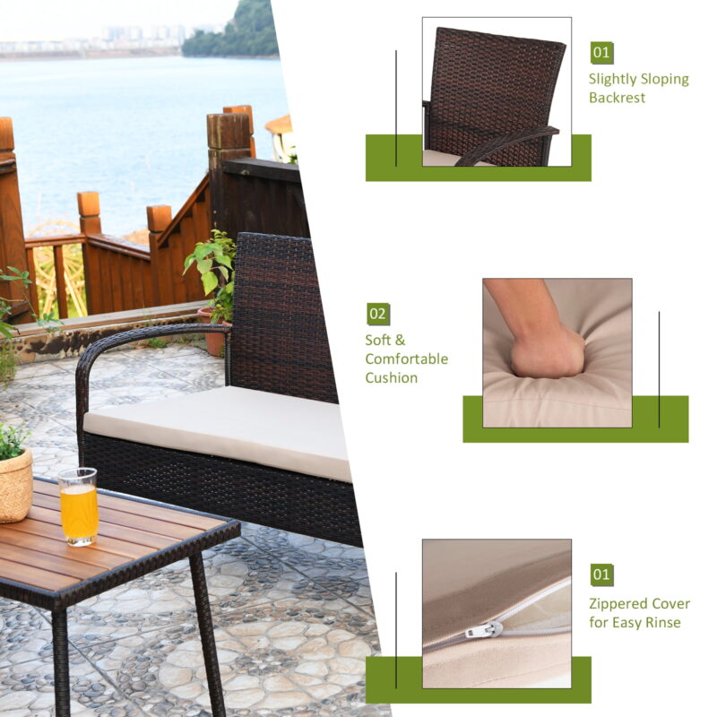 Gymax Fashion 4PCS Cushioned Rattan Patio Conversation Set Outdoor Furniture Set - Image 5
