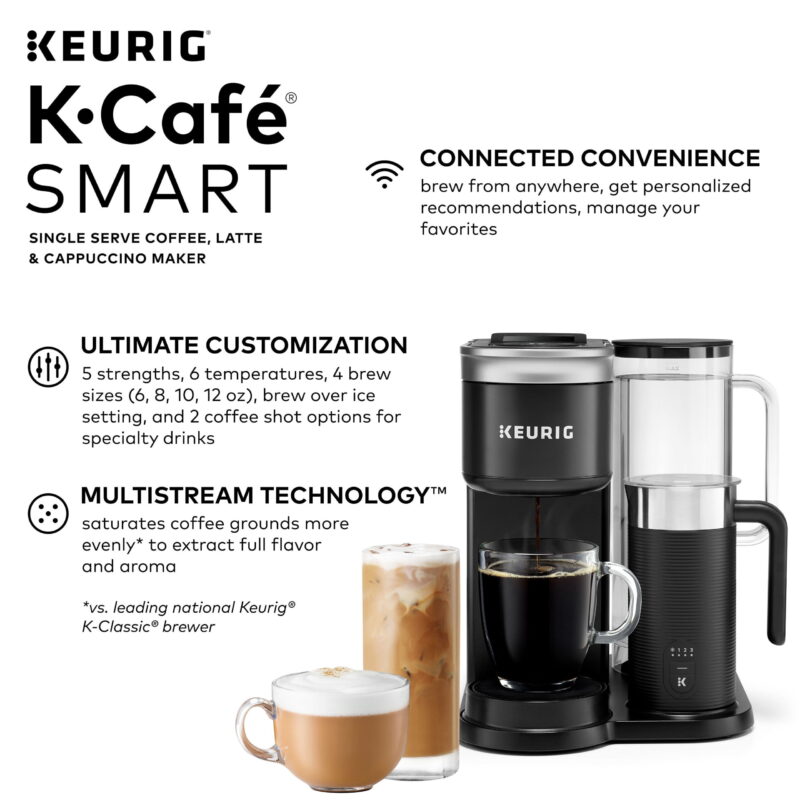 Keurig K-Cafe SMART Single Serve K-Cup Pod Coffee, Latte and Cappuccino Maker, Black - Image 3