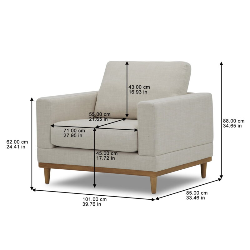 Better Homes & Gardens Springwood Wood Frame Accent Chair, Cream Linen - Image 3