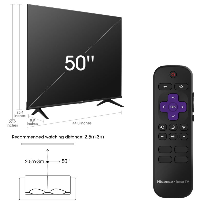 Hisense 50" Class 4K UHD LED LCD Roku Smart TV HDR R6 Series 50R6E3 - Image 3