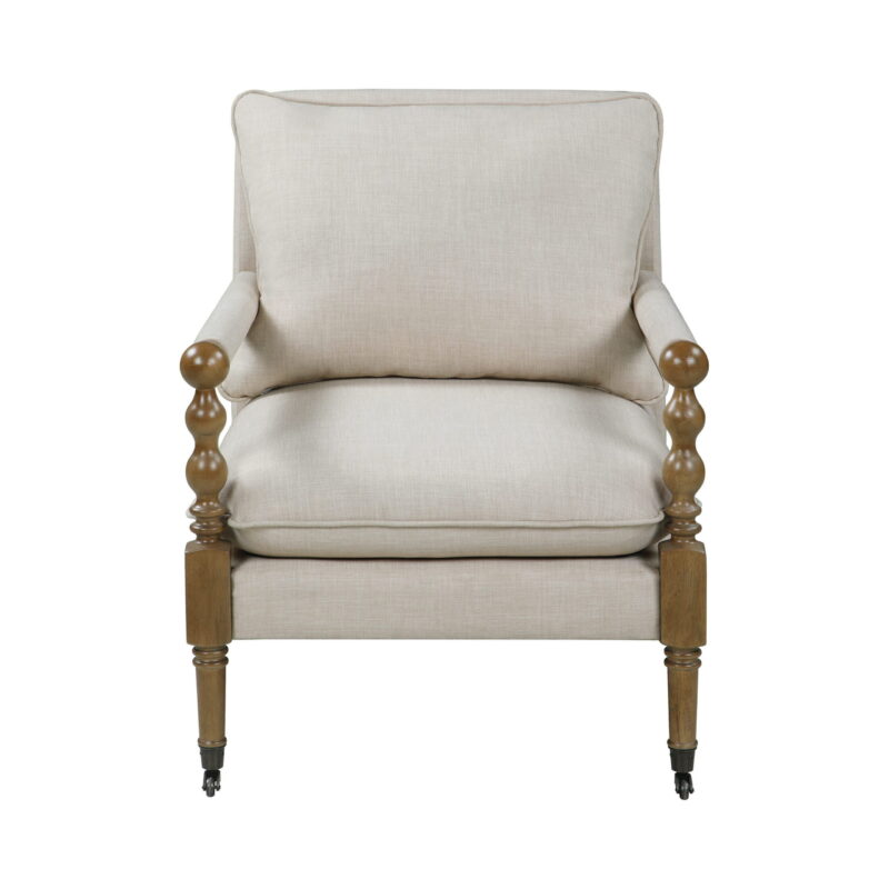 Upholstered Accent Chair with Casters Beige - Image 4