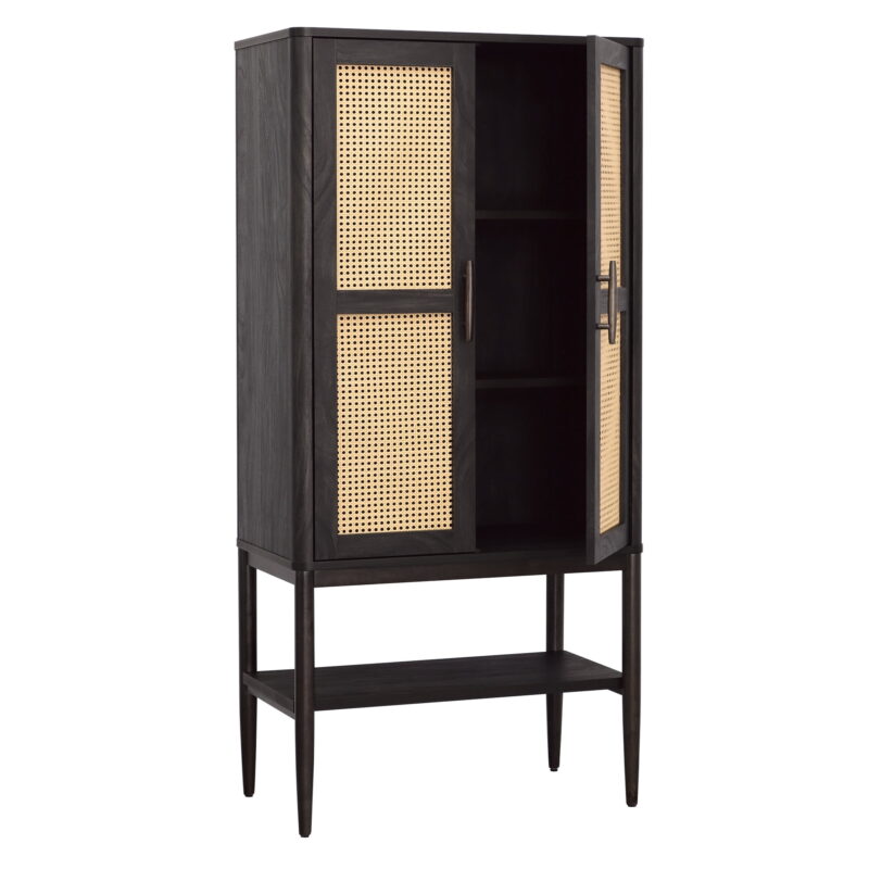 Better Homes & Gardens Springwood Caning Storage Accent Cabinet, Charcoal Finish - Image 3