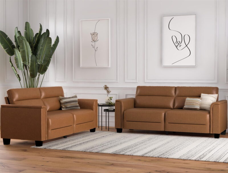 Mainstays Williamson 75.5" Sofa, Brown Faux Leather - Image 6
