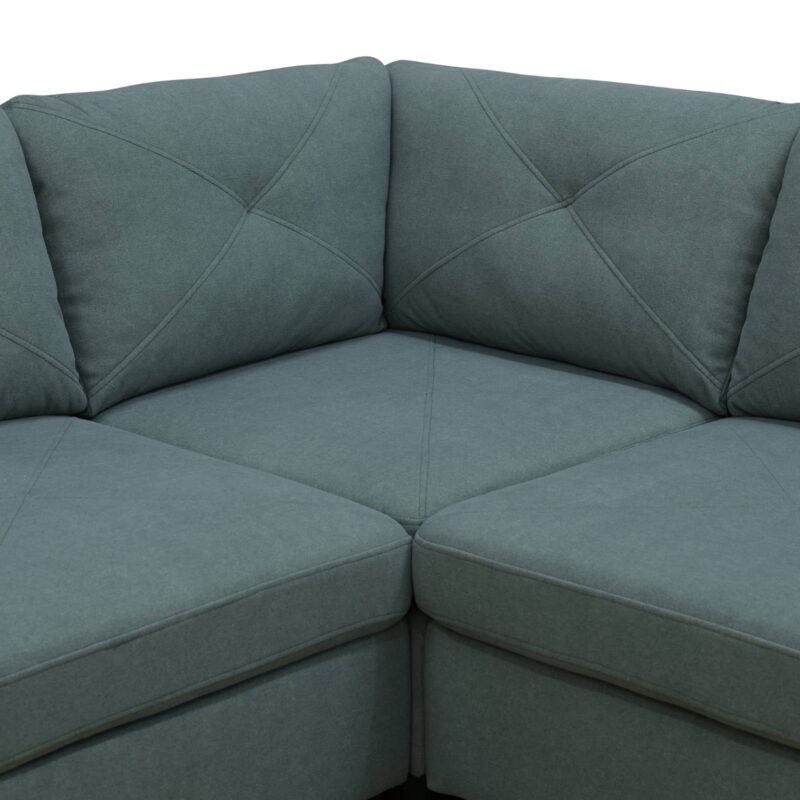 L Shaped Sofa Couch U Shaped Sectional Corner Sofa 6-Seater Furniture Modular Couches for Living room, Dendrobium Green - Image 2