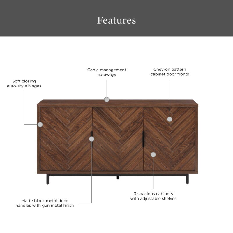 Better Homes & Gardens Wyatt Geo TV Stand for TVs up to 70",  Walnut Finish - Image 2