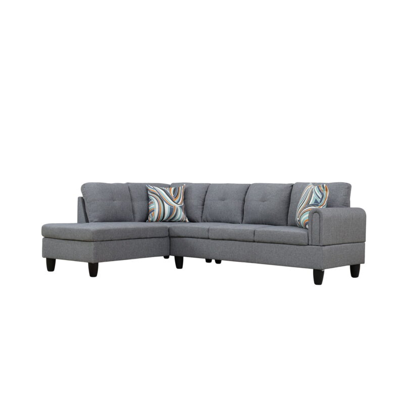 Hommoo Modern 4-seat Linen Living Room Furniture Sets Sectional Couches and Sofas, L Shaped Sectional Couch Sofa, Gray(No Ottoman) - Image 7