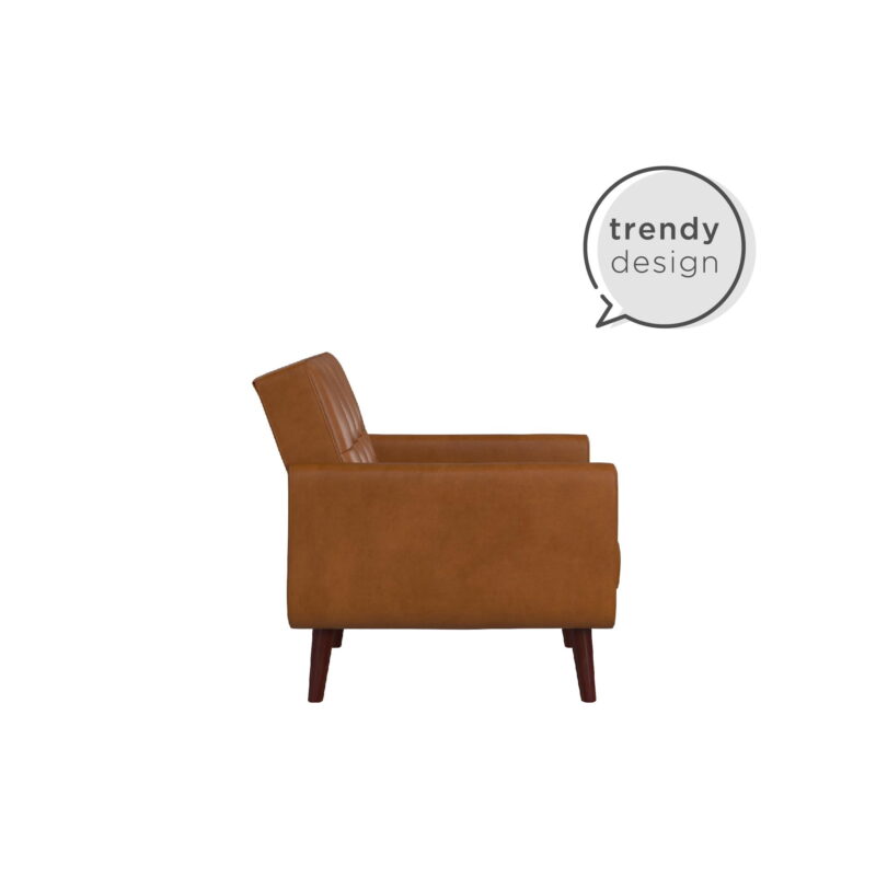 Better Homes & Gardens Nola Modern Chair with Arms, Camel Faux Leather - Image 2