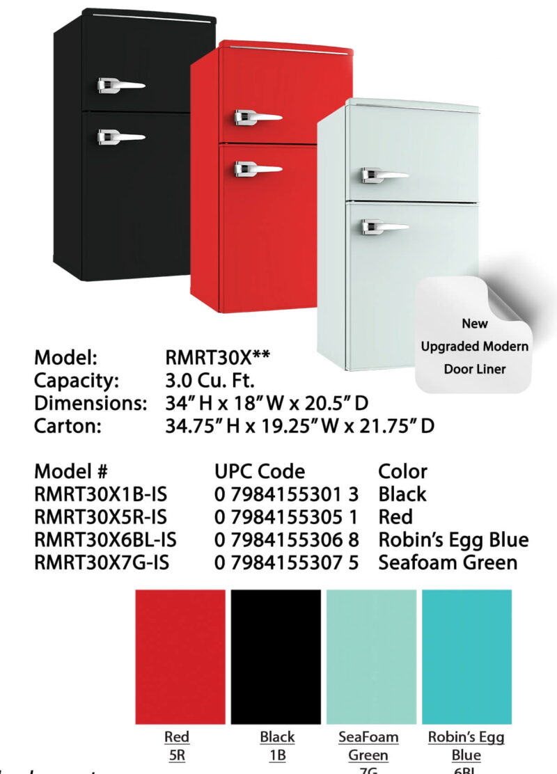 Avanti RMRT30X1BIS 3.0 C.F Retro Style Refrig Blk - Image 2