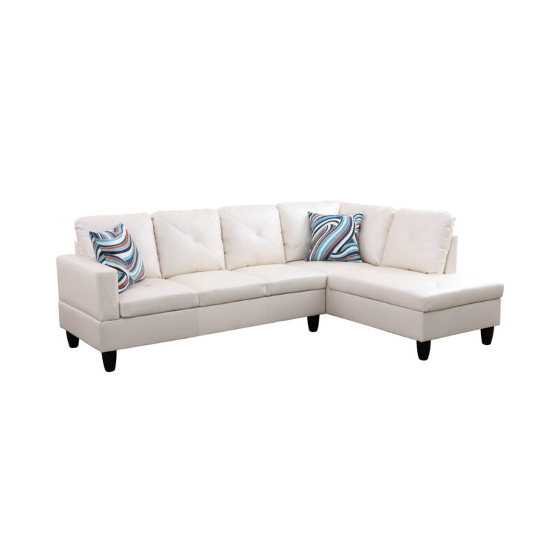 Hommoo Faux Leather Sectional Sofa, 4-Seat L-Shaped Couch, Modern Indoor Living Room Furniture, Apartment, Office, White(Without Ottoman) - Image 2