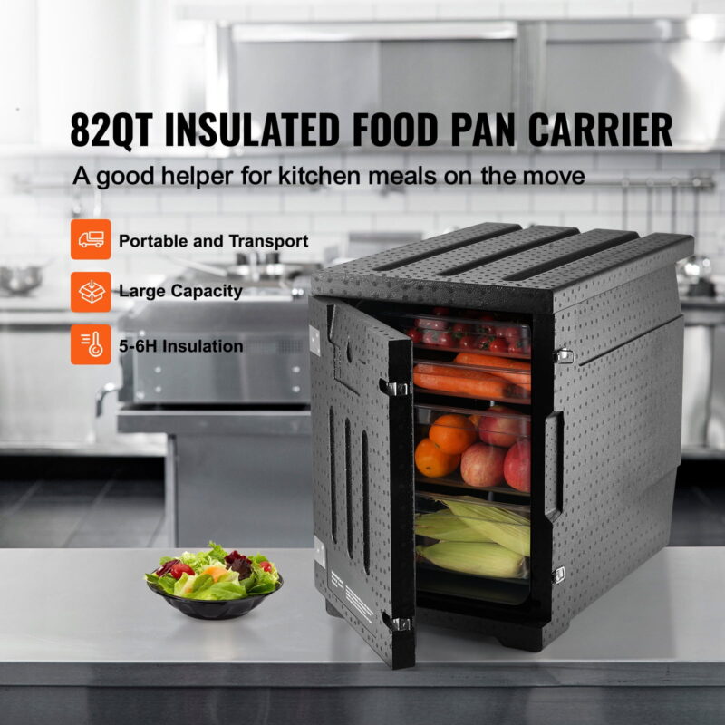 BENTISM 82 QT Insulated Food Pan Carrier, Hot Box for Catering, Front Loading Portable Carrier Black - Image 7