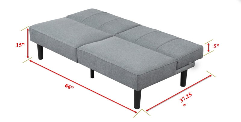 Mainstays 66" Studio Futon, Gray Linen Upholstery - Image 3