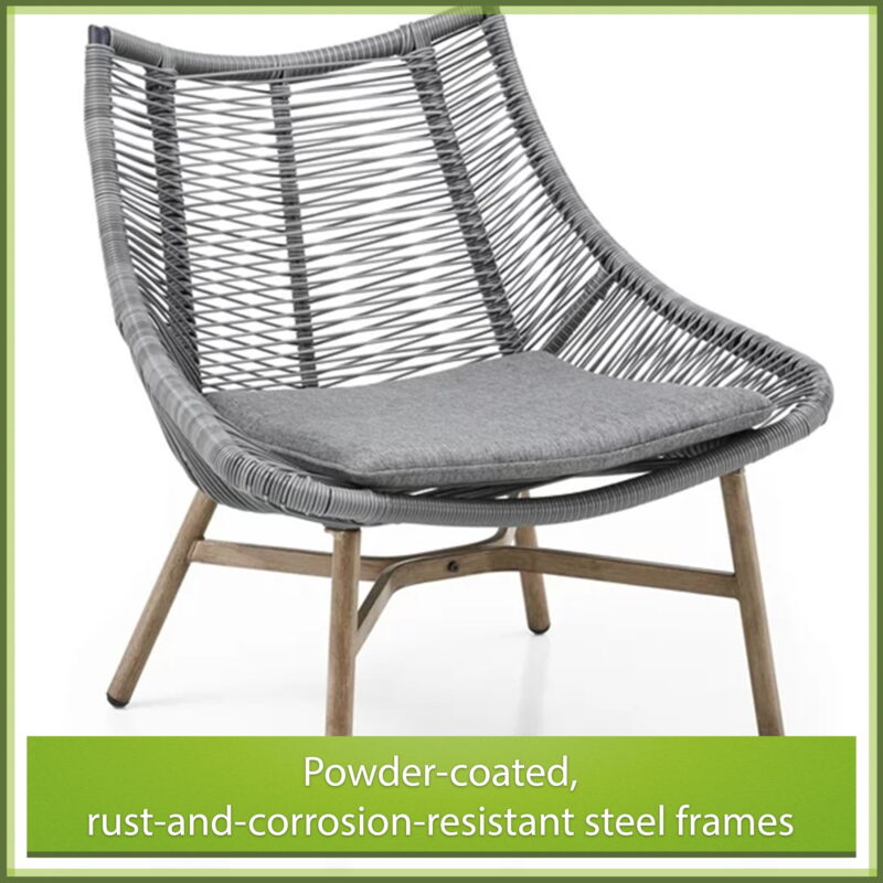 Mainstays Skyler Steel 3-Piece Wicker Rope Chat Set, Grey - Image 7