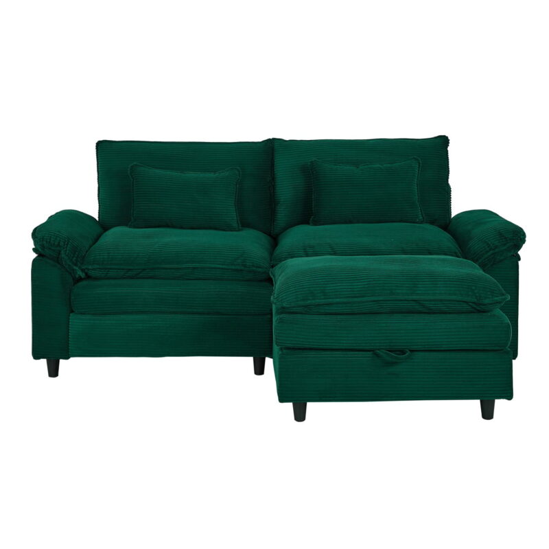 Gewnee Sectional Sofa with Chaise Storage Ottoman, Small L Shaped Free Combination Corduroy Couch Furniture Sets for Living Room - Image 3