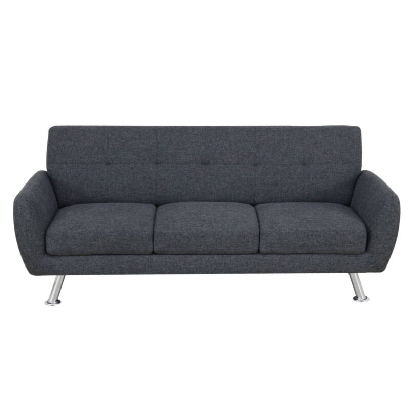 Mid Century Modern Sofa Couch 3 Seater Couches Chair with Metal Leg for Living Room Furniture, Black Grey - Image 5