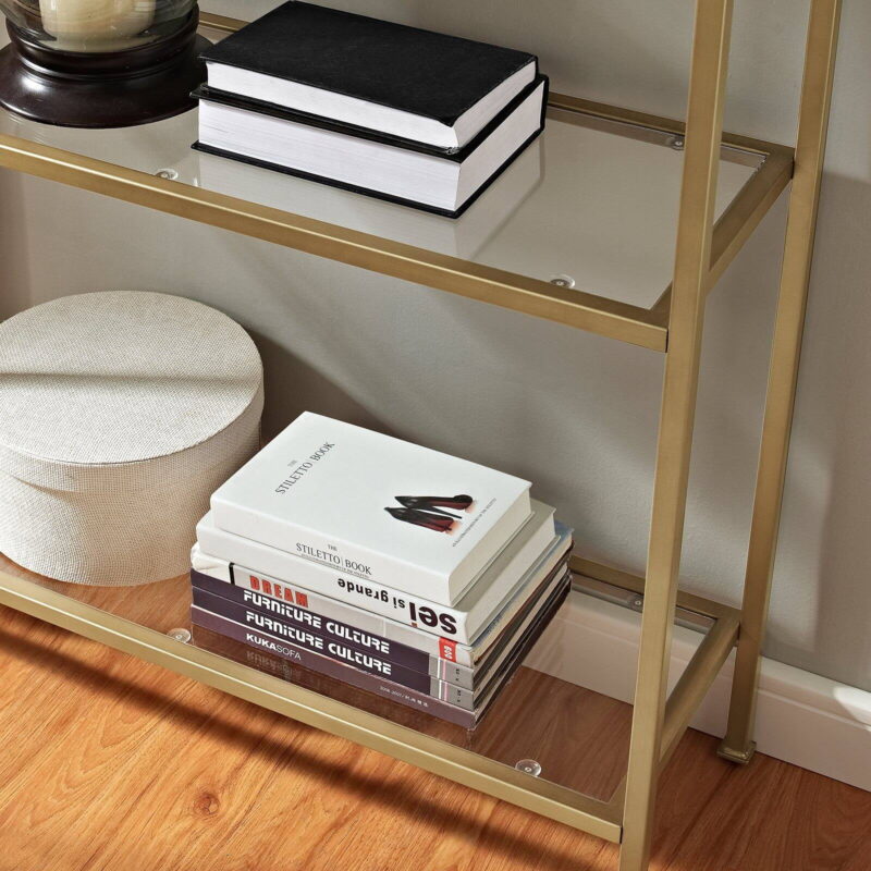 Crosley Furniture Aimee Bookshelf with Glass Shelves, Bookcase Storage - Image 4