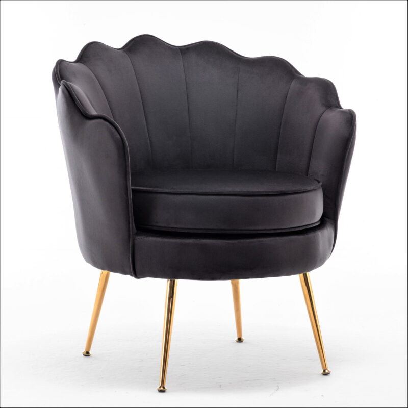 US Pride Furniture Cavett 28.3" Wide Velvet Barrel Chair with Gold Metal Legs Orange - Image 2