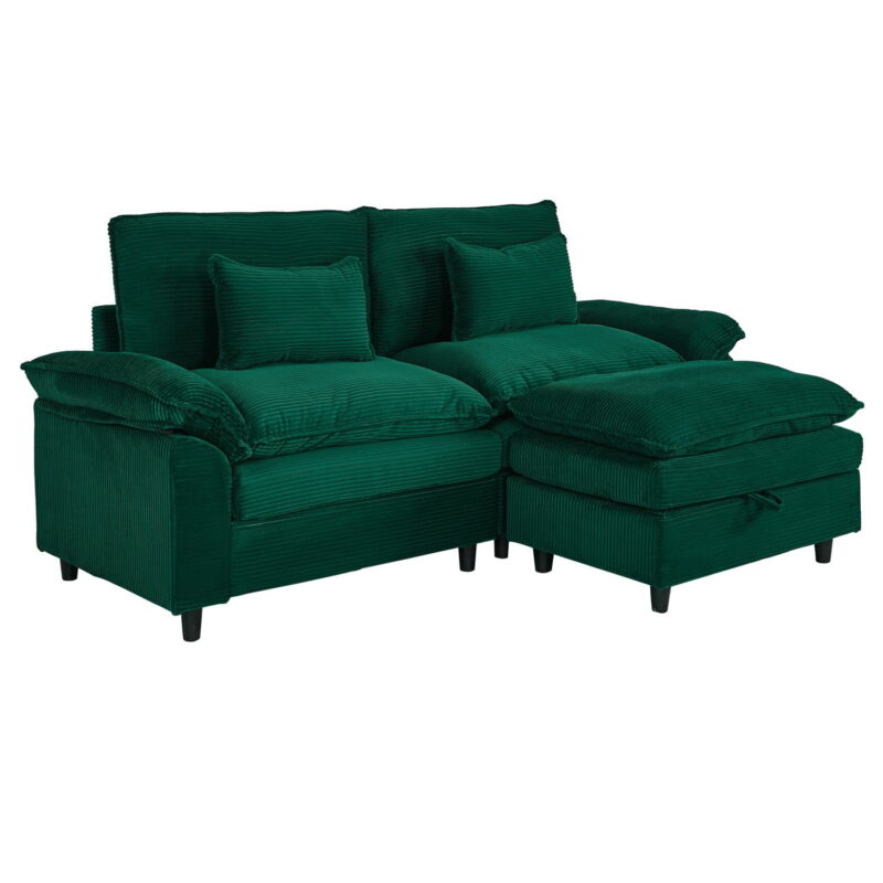 Gewnee Sectional Sofa with Chaise Storage Ottoman, Small L Shaped Free Combination Corduroy Couch Furniture Sets for Living Room - Image 2