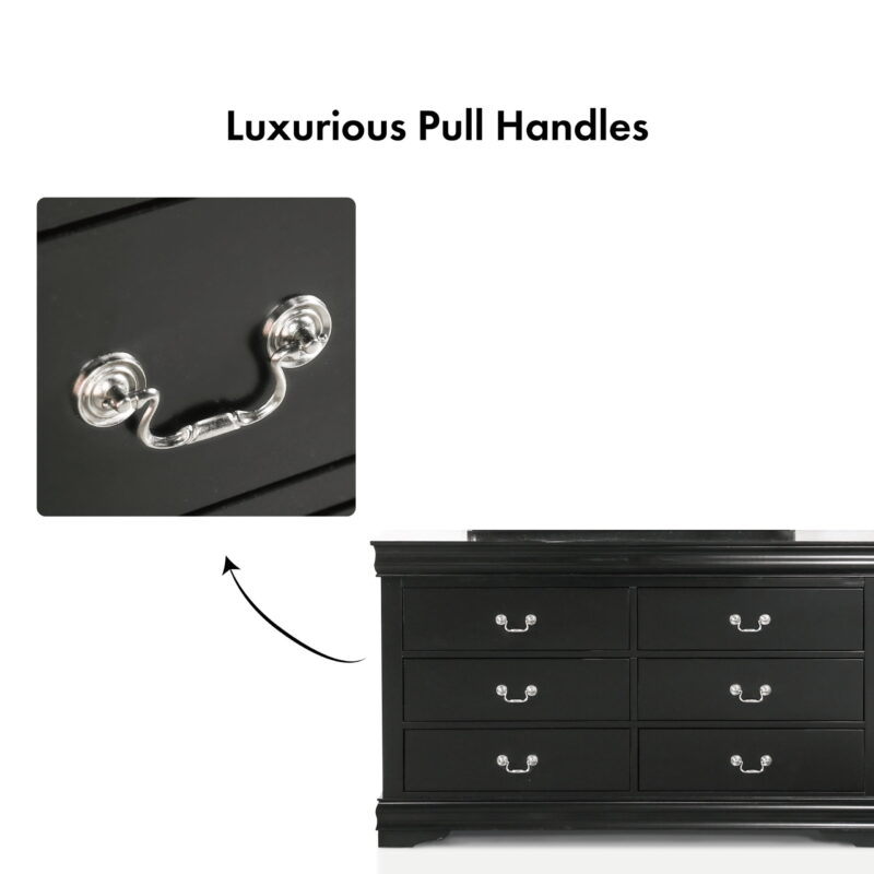 Furniture of America Vrai 6-Drawer Solid Wood Black Dresser - Image 7