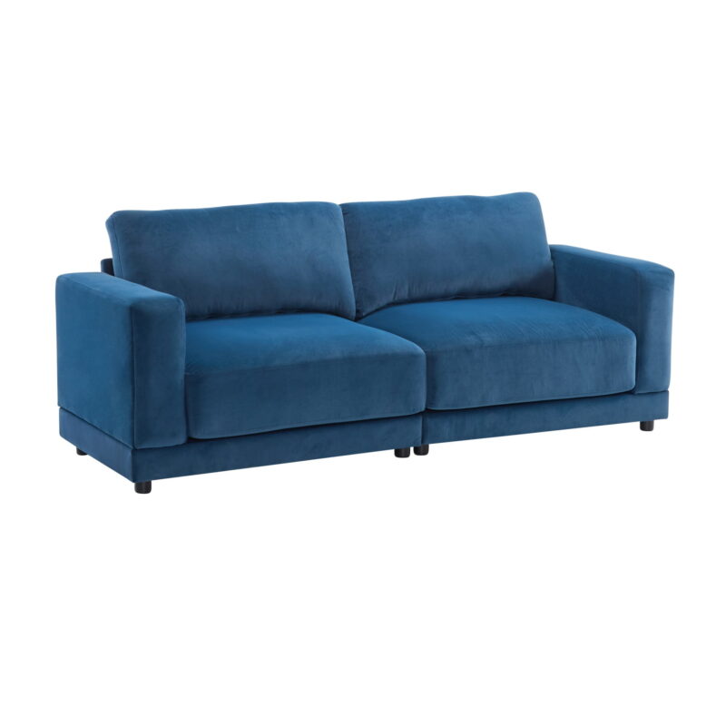 Modern Sofa Couches for Living Room,Mid-Century Upholstered Sofa Furniture with Sturdy Wooden Legs for Living Room,Bedroom,Blue - Image 3