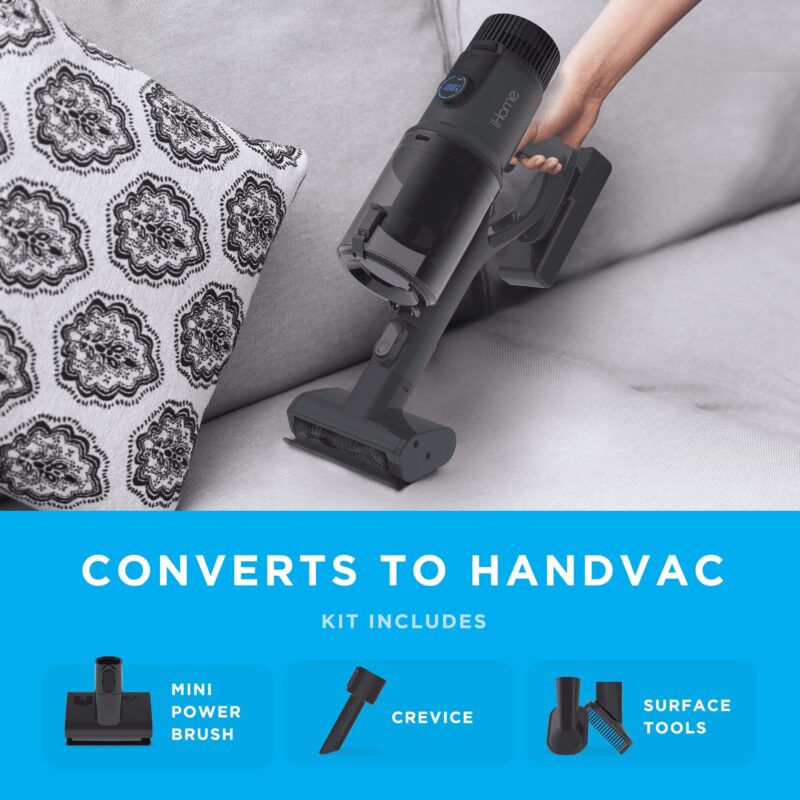 iHome Stick Vac SV2 Lightweight Cordless Vacuum Cleaner, Strong Suction, LED, Extended Battery Life - Image 4