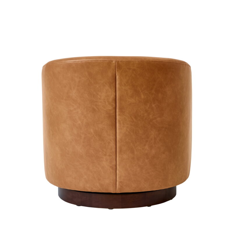 Better Homes & Gardens Bradford Wooden Base Swivel Accent Chair, Chestnut Faux Leather - Image 3