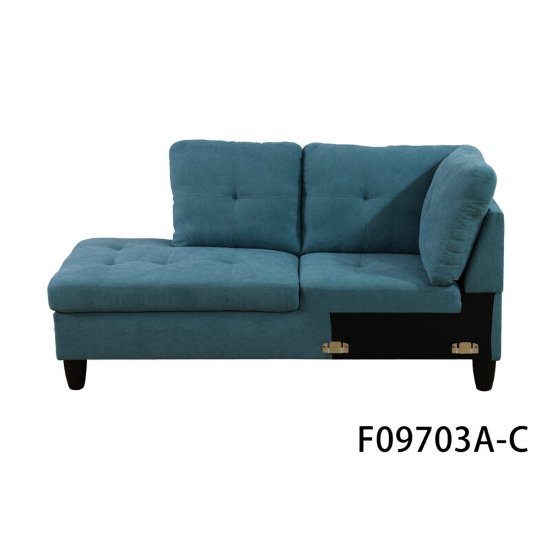 Hommoo Modern Flannel Living Room Furniture Sets Sectional Couches and Sofas, L-Shaped Sectional Couch Sofa, Green(No Ottoman) - Image 4