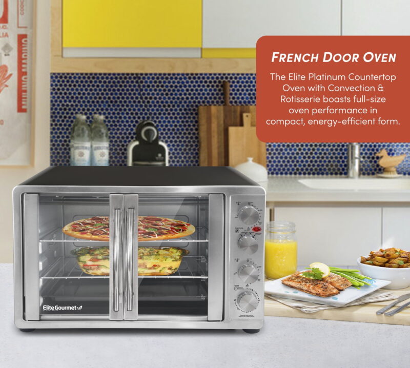Elite Platinum Double Door Countertop Microwave Oven in Stainless Steel - Image 2