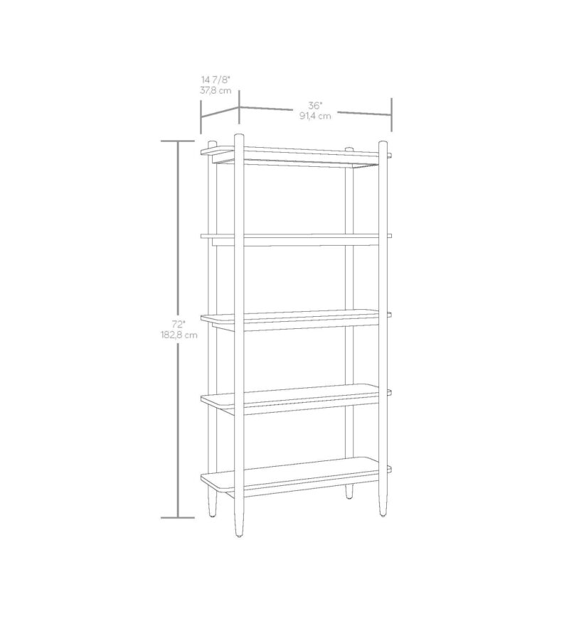 Better Homes & Gardens Springwood 5 Shelf Bookcase with Solid Wood Frame, Light Honey Finish - Image 7