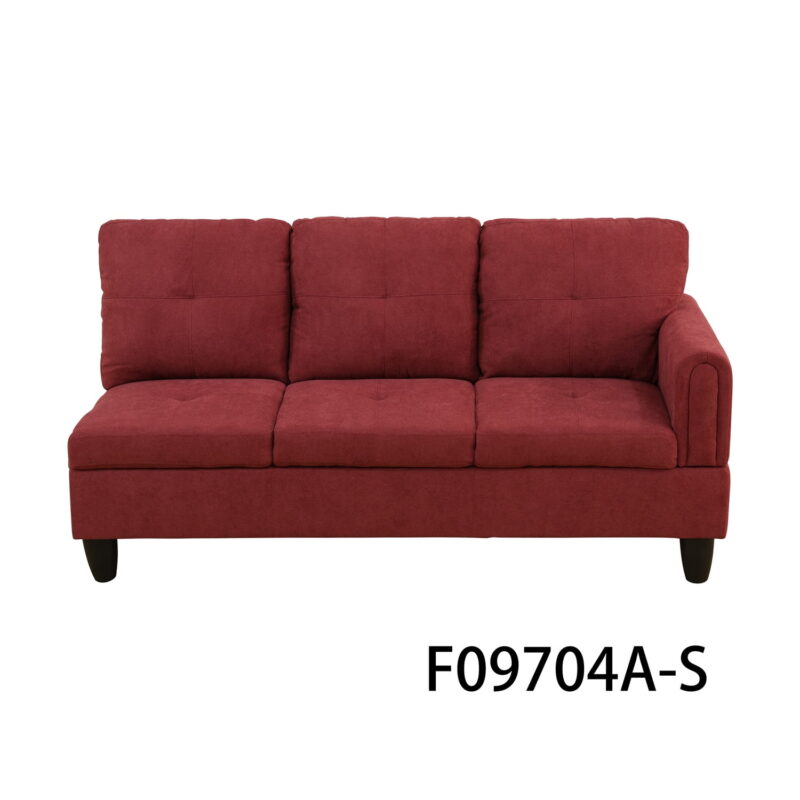 Hommoo L Shaped Couch Set Sectional Sofa Set, Flannel Living Room Furniture Sets, 4-Seat Couches and Sofa Set for Home, Apartment, Dorm, Red(No Ottoman) - Image 4