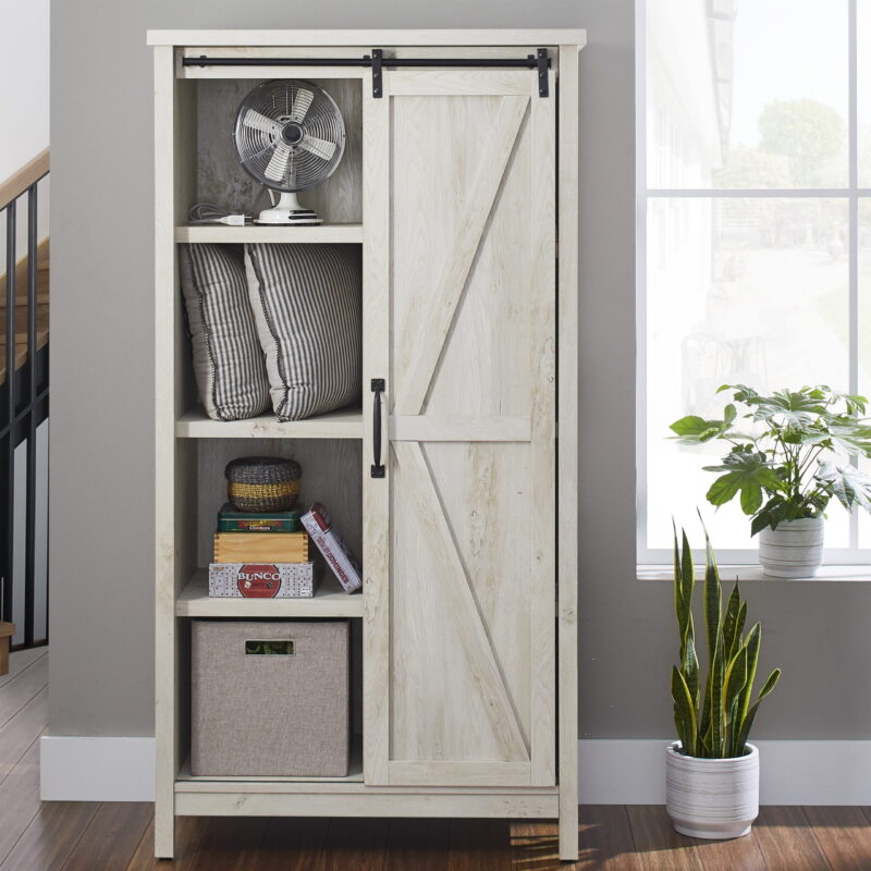 Better Homes & Gardens Modern Farmhouse Bookcase Storage Cabinet, Rustic White Finish - Image 2
