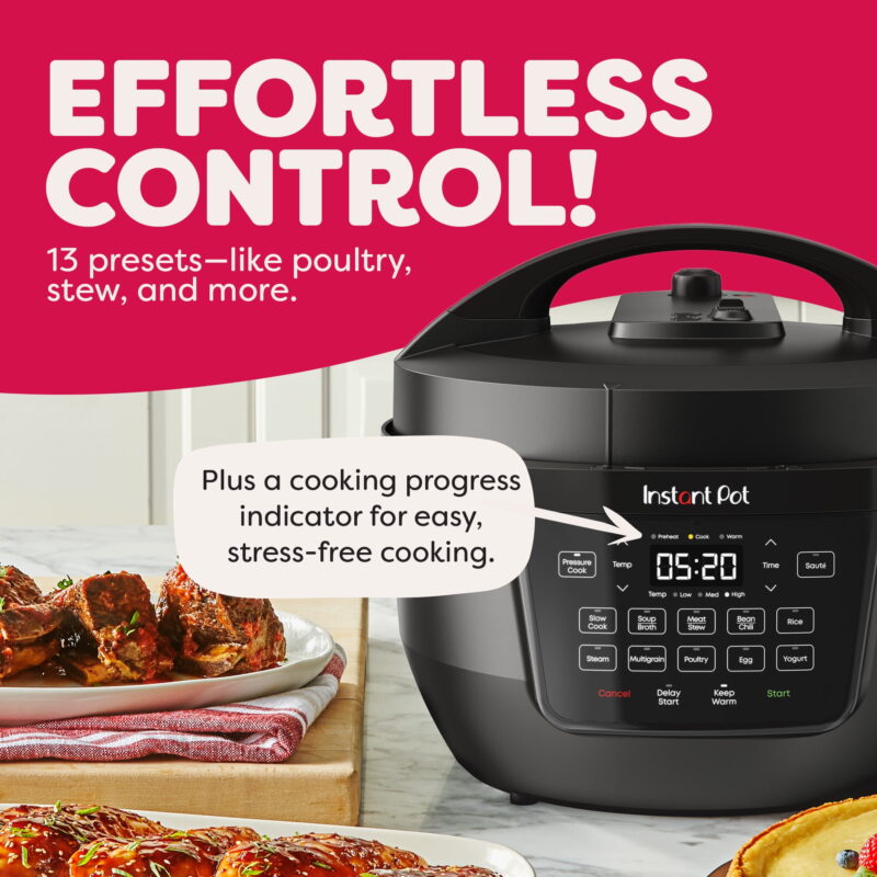 Instant Pot 7.5 Qt RIO Wide Base 7-in-1 Multi-Cooker, Pressure Cooker, Slow Cook & more, Black - Image 5