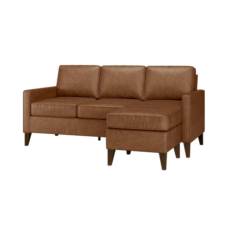Jianna Faux Leather Reversible Sectional, Saddle Brown - Image 7