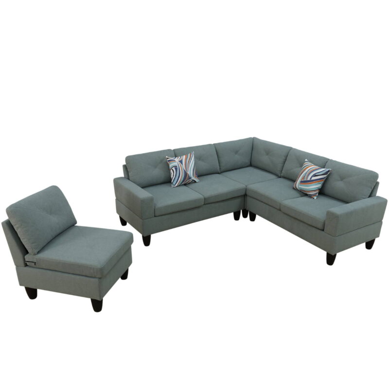 L Shaped Sofa Couch U Shaped Sectional Corner Sofa 6-Seater Furniture Modular Couches for Living room, Dendrobium Green - Image 3