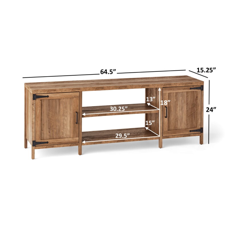 Mainstays Farmhouse TV Stand for TVs up to 70", Rustic Weathered Oak - Image 3