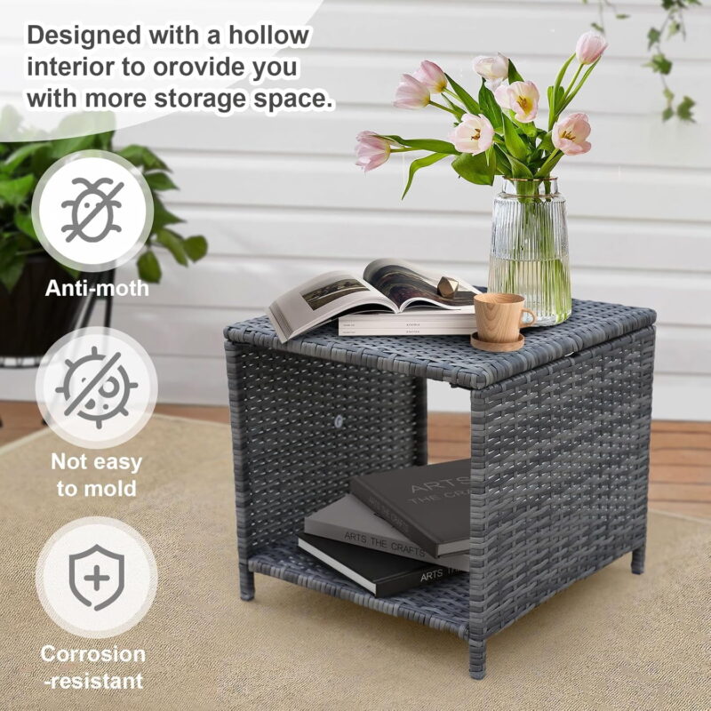 AENKYO Patio Furniture Set Rattan Patio Chair Set with Ottoman, Pillows Included, Perfect for Balcony, Small Space, Porch, 5 Pieces - Image 5