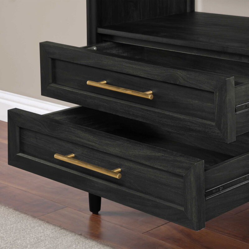 Better Homes & Gardens Oaklee 4-Shelf Bookcase with Storage Drawers, Charcoal Finish - Image 4