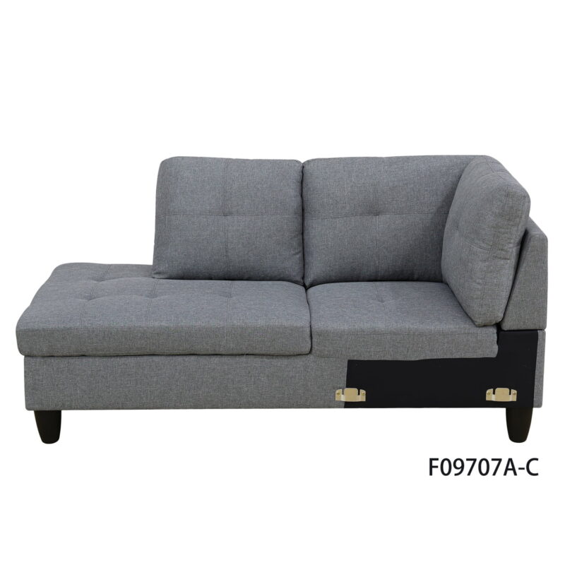 Hommoo Modern 4-seat Linen Living Room Furniture Sets Sectional Couches and Sofas, L Shaped Sectional Couch Sofa, Gray(No Ottoman) - Image 3