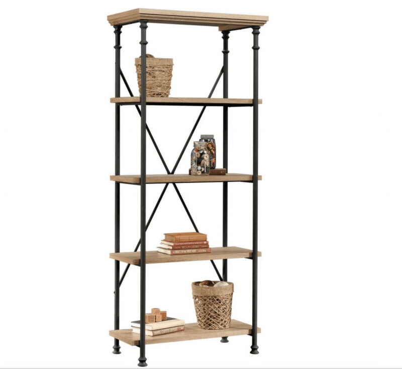 Better Homes & Gardens River Crest 5-Shelf Bookcase, Rustic Oak Finish - Image 2