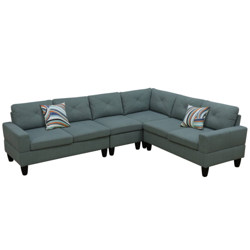 L Shaped Sofa Couch U Shaped Sectional Corner Sofa 6-Seater Furniture Modular Couches for Living room, Dendrobium Green - Image 6