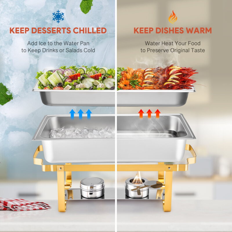 4pc Chafing Dish Buffet Set 9 qt Stainless Steel Food Warmers for Parties Banquets - Image 4