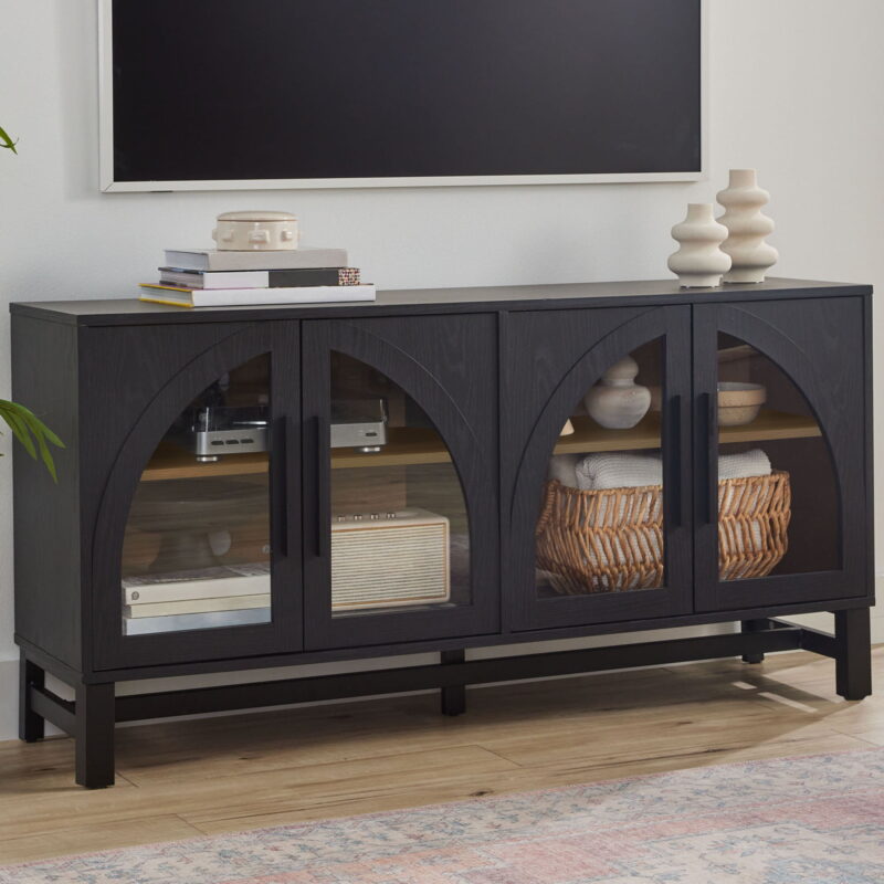 Better Homes & Gardens Juliet Arch TV Stand for TVs up to 65", Black Wood Finish - Image 3