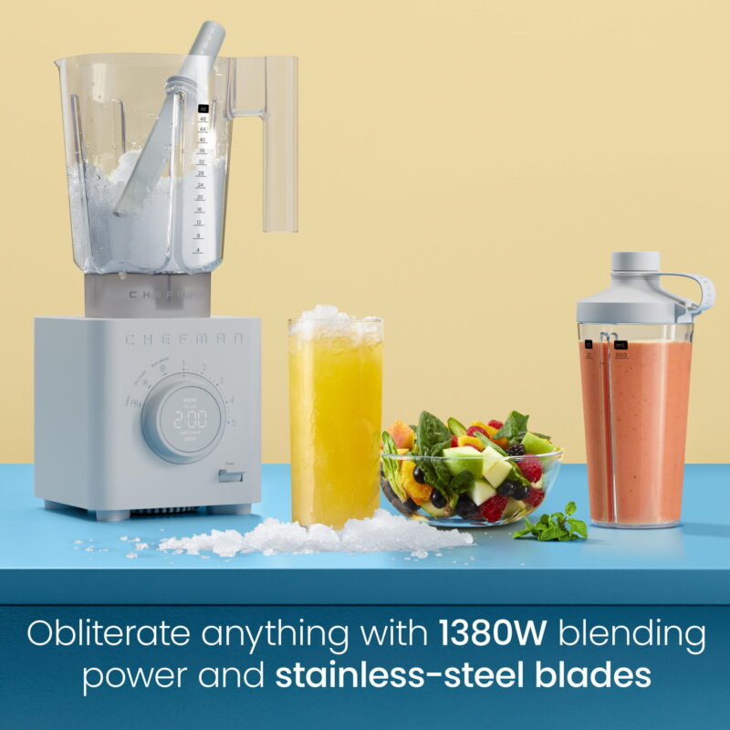 Chefman Obliterator 1380W Professional Blender w/ Auto Blend and 20oz Travel Jar – White - Image 3