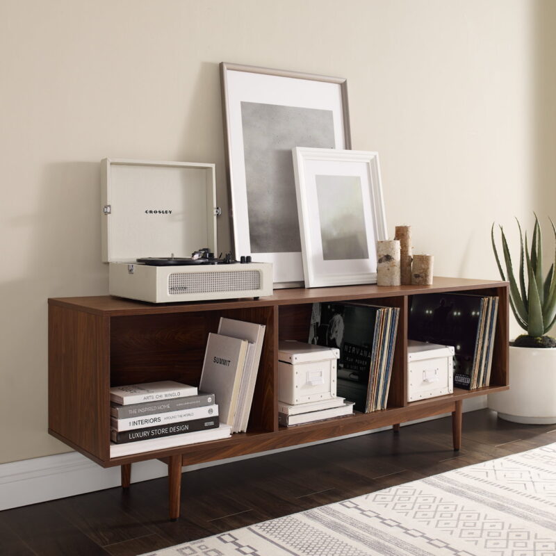 Crosley Adjustable Furniture Television Stand, Wood Walnut, 22.25" x 60" x 15.75", 48.84 lbs - Image 2