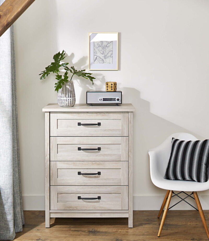 Better Homes & Gardens Modern Farmhouse 4-Drawer Dresser, Rustic White Finish - Image 6