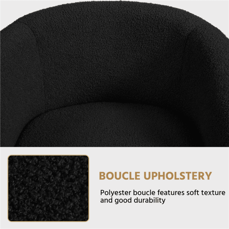Renwick Set of 2 Boucle Upholstered Club Chair, Black - Image 3