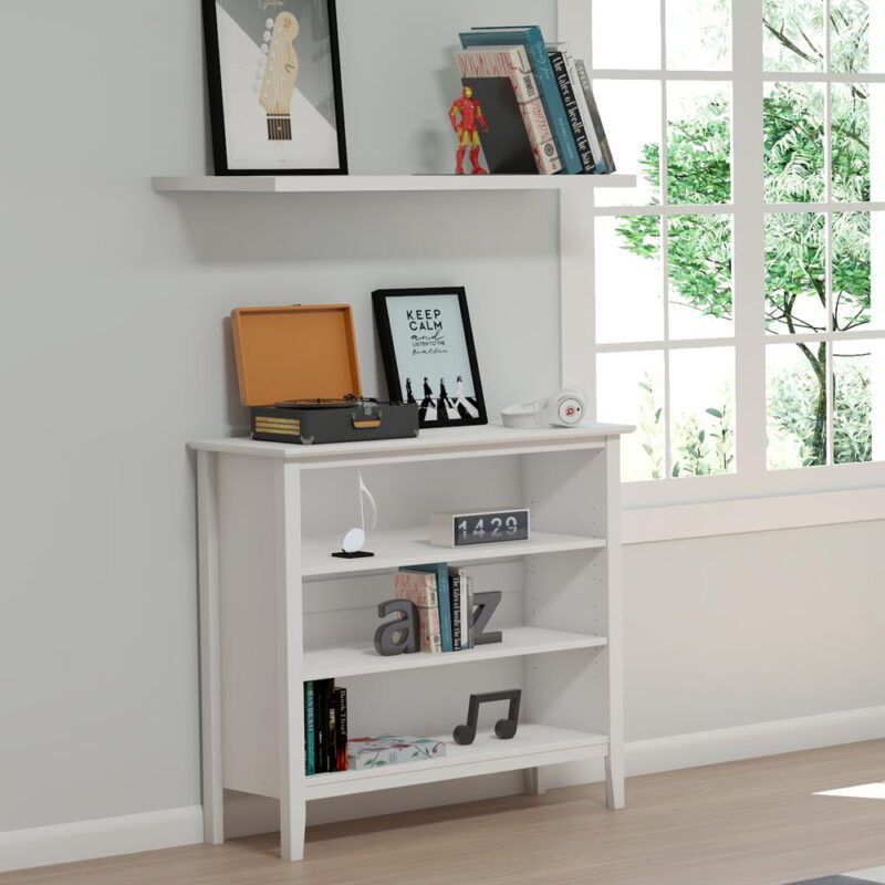 Alaterre Furniture Simplicity Kids Under Window Bookcase, Durable Brazilian Pine & Pine Veneer, Adjustable Shelves, White - Image 2